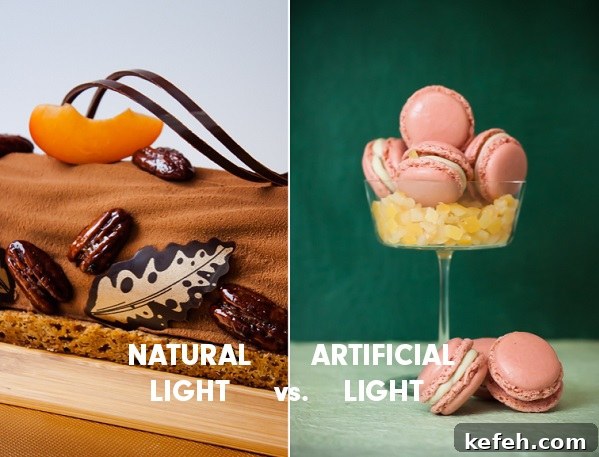 Artificial Light food photograph versus Natural Light Food Photograph example