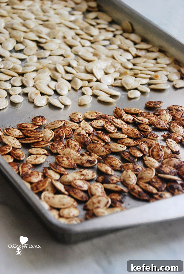 tray of sweet-salty-roasted-pumpkin-seeds