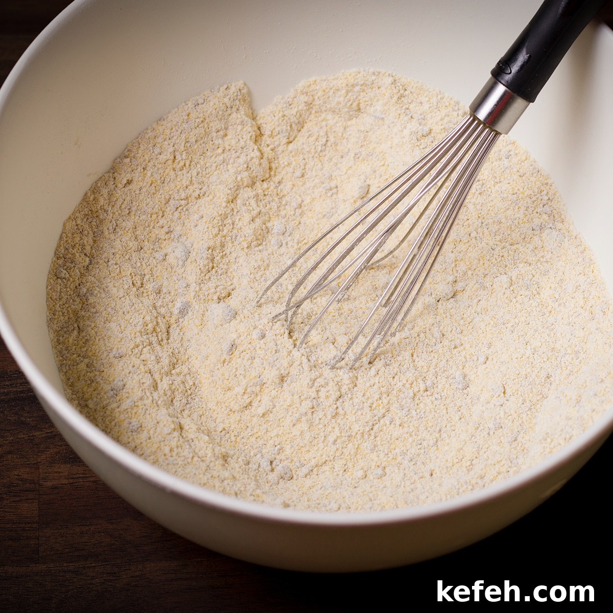 Use a whisk to mix dry ingredients.