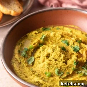Zesty Spicy Chickpea Dip Recipe for Parties and Snacks 8 Close up of chickpea dip showing texture