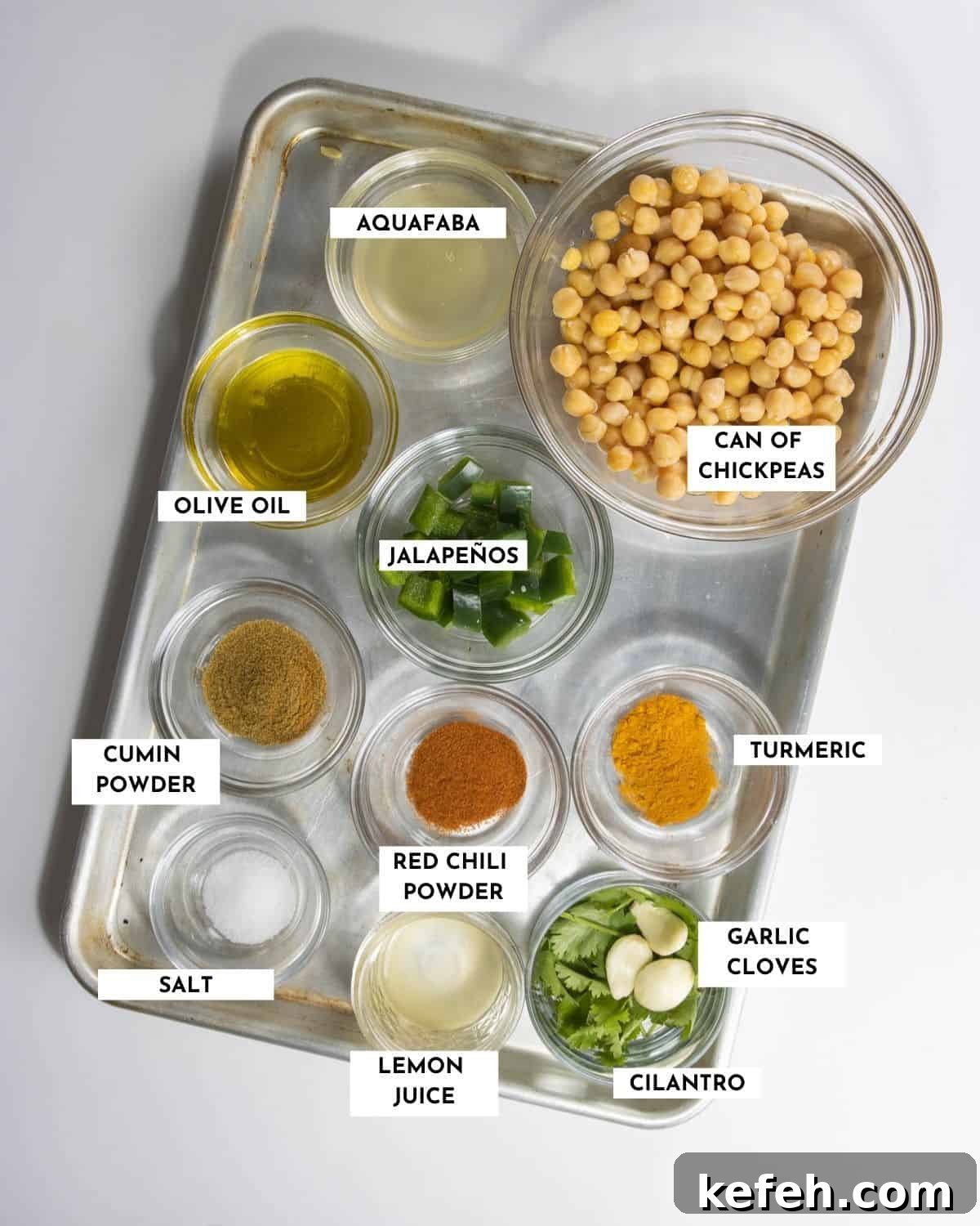Zesty Spicy Chickpea Dip Recipe for Parties and Snacks 3 Labeled ingredients image - check recipe card for details and quantities!