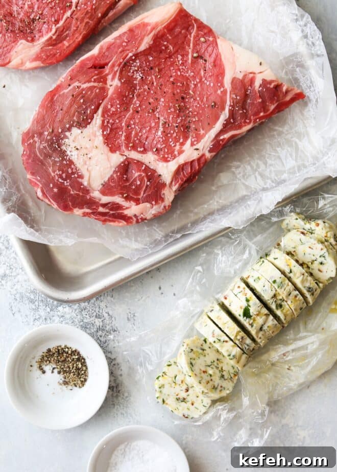 Grilled Ribeye with Cowboy Butter: Juicy Steak Recipe 3 All you need for ribeye steaks with cowboy butter