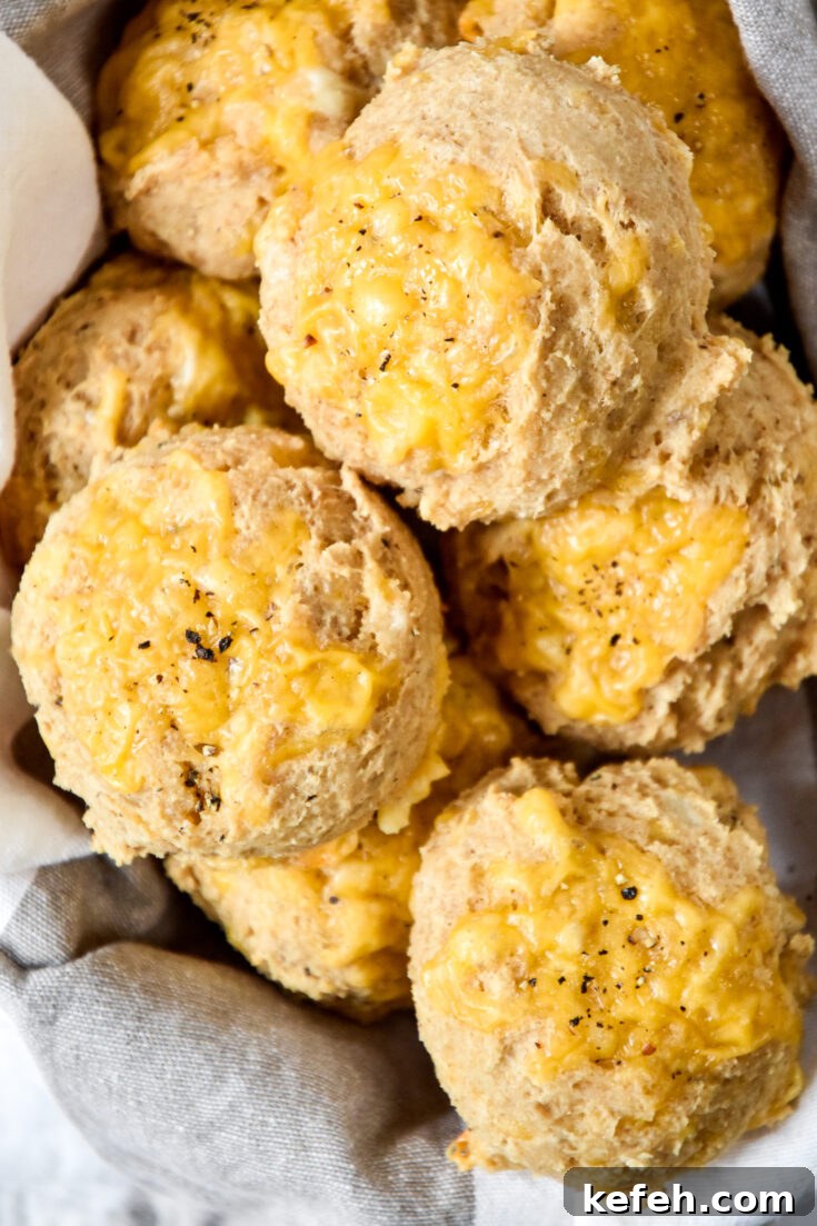 pancake mix cheddar drop biscuits in a basket