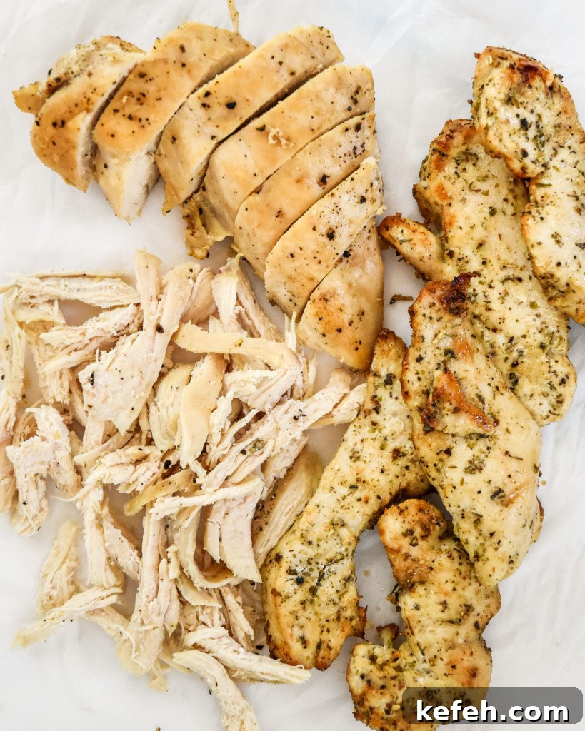 15 Cozy Fall Recipes to Try This Season 6 shredded and sliced cooked chicken made in three different ways.