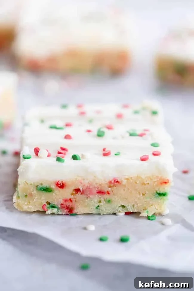 Chewy Christmas Sugar Cookie Bars with Festive Sprinkles 3 Christmas Sugar Cookie Bars