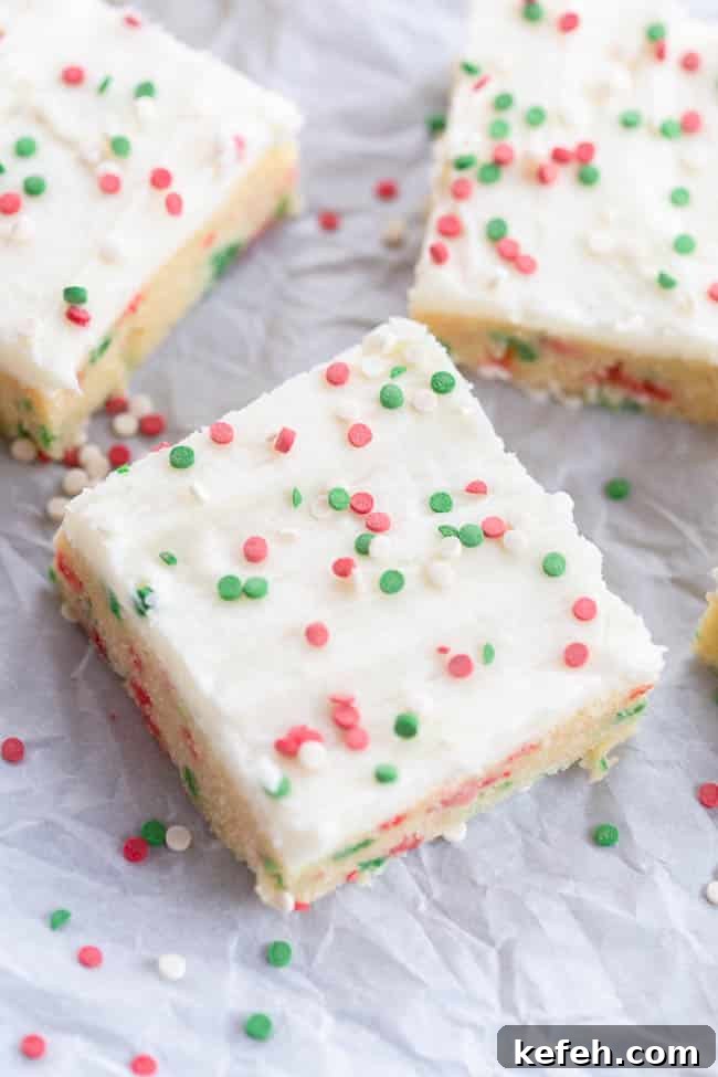 Chewy Christmas Sugar Cookie Bars with Festive Sprinkles 5 Christmas Sugar Cookie Bars