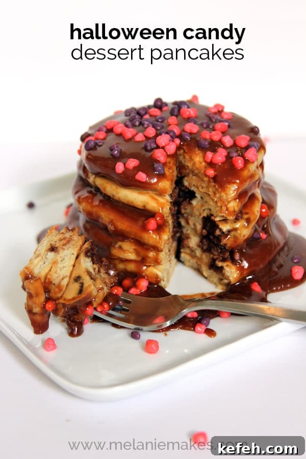 Halloween Candy Dessert Pancakes | Melanie Makes