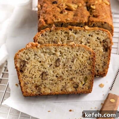 close up of sliced gluten free banana bread