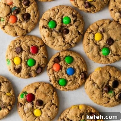 A overhead view of gluten-free monster cookies