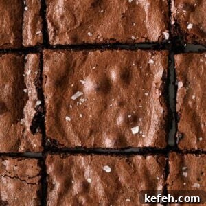 close up of gluten free brownies sprinkled with sea salt