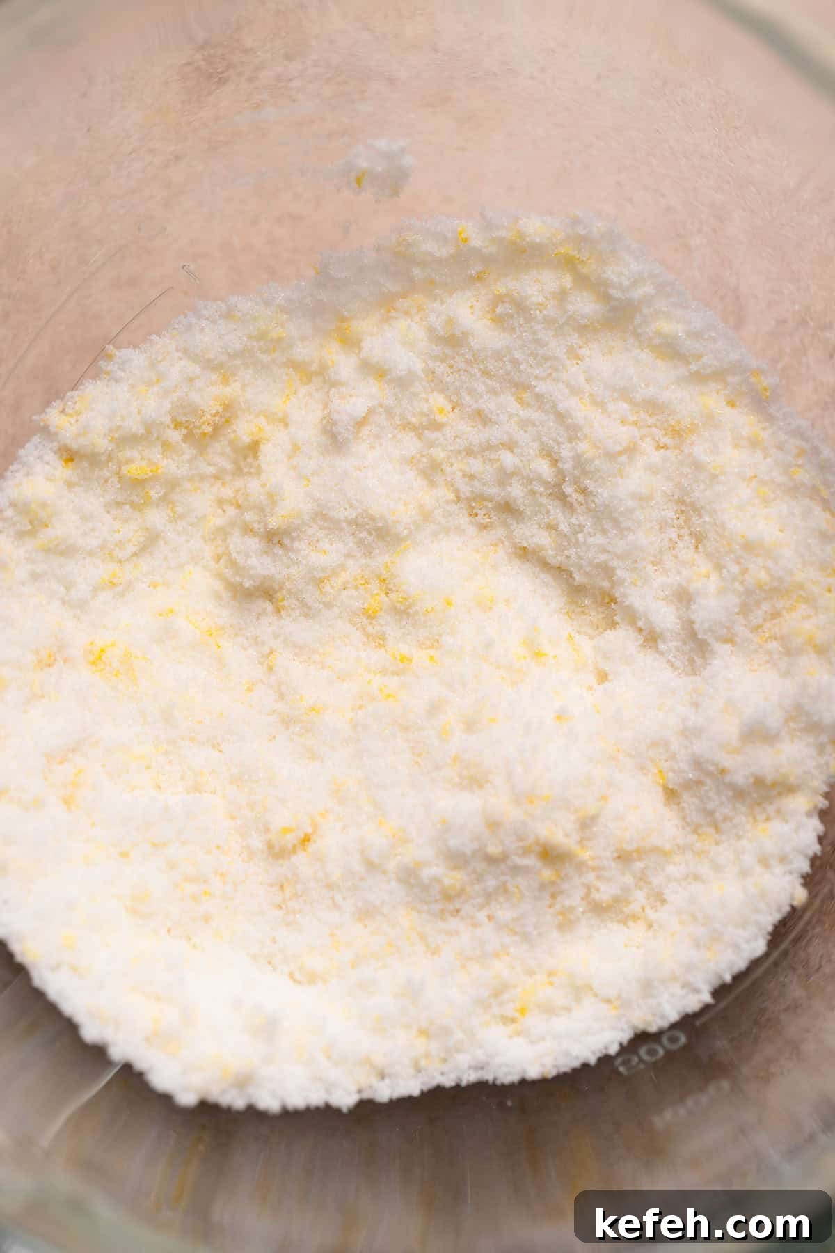 Lemon sugar in a mixing bowl.