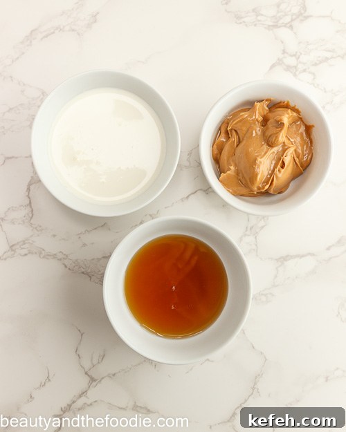 Ingredients to make caramel for keto payday bar.