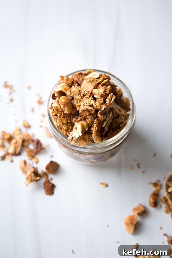 sugar-free granola clusters in a jar