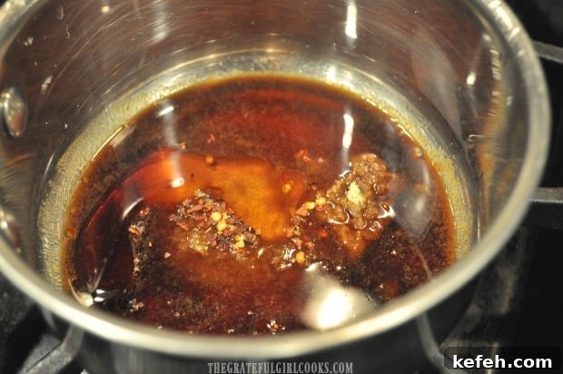Ginger Sesame Salad Dressing - The Grateful Girl Cooks! The salad dressing ingredients are measured into a medium saucepan.
