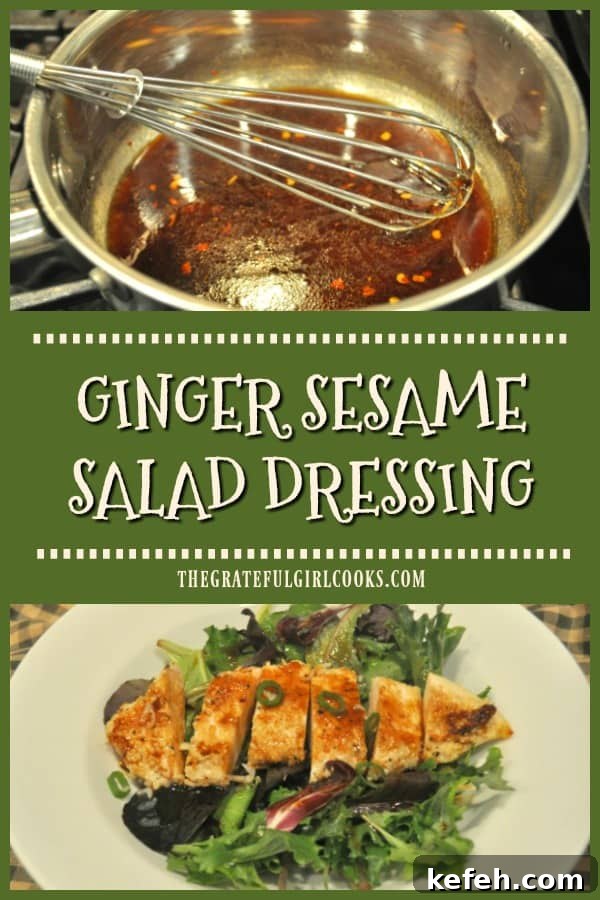 Ginger Sesame Salad Dressing - The Grateful Girl Cooks! Ginger Sesame Salad Dressing is easy to make in a few minutes! Drizzle this tasty Asian-inspired dressing on a favorite mixed green or entree salad.