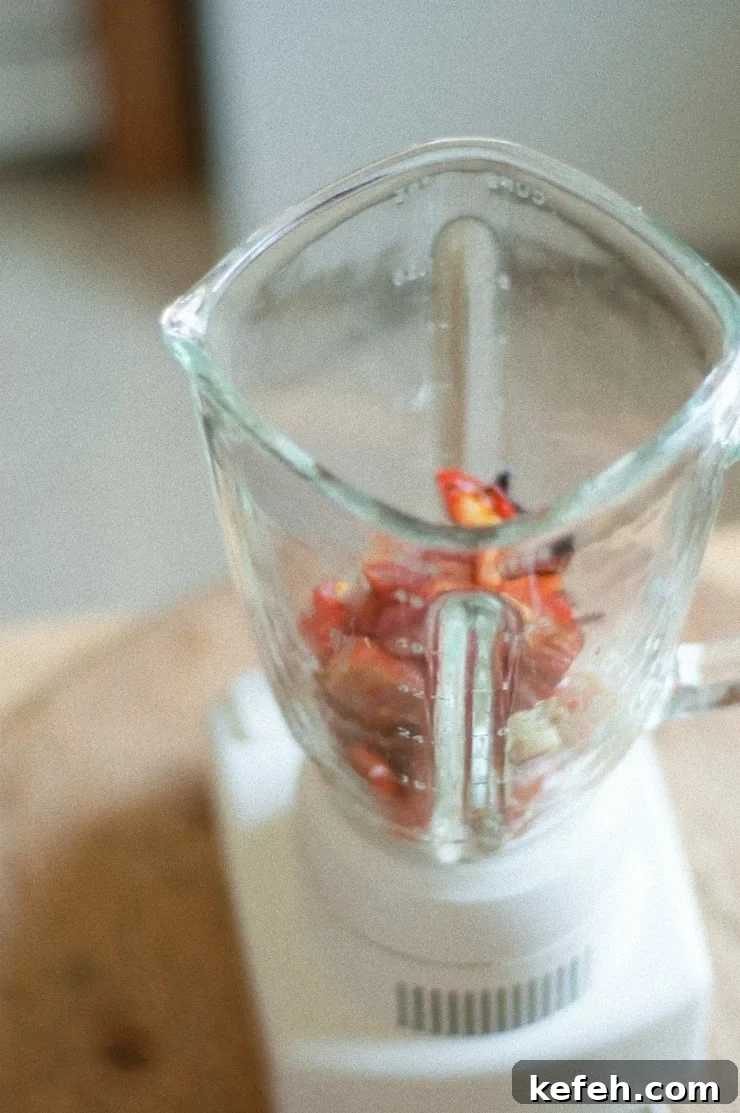 Roasted tomatoes in blender