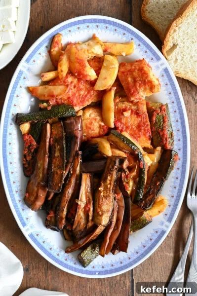 Greek style fish and chips...with eggplant and zucchini.