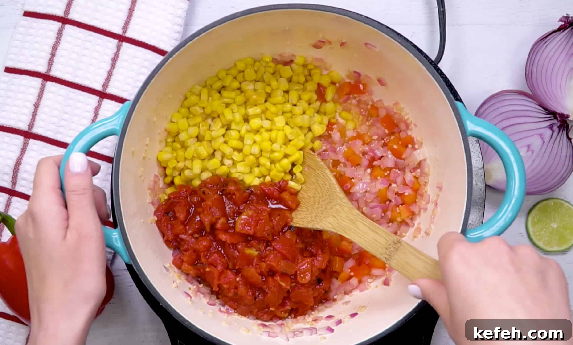 Cheesy Vegetarian Mexican Casserole with Black Beans and Corn 9 fire roasted tomatoes and corn