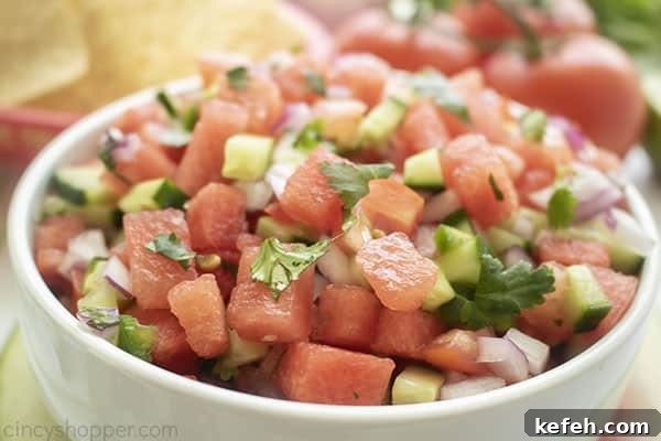 Chunky watermelon salsa in a bowl