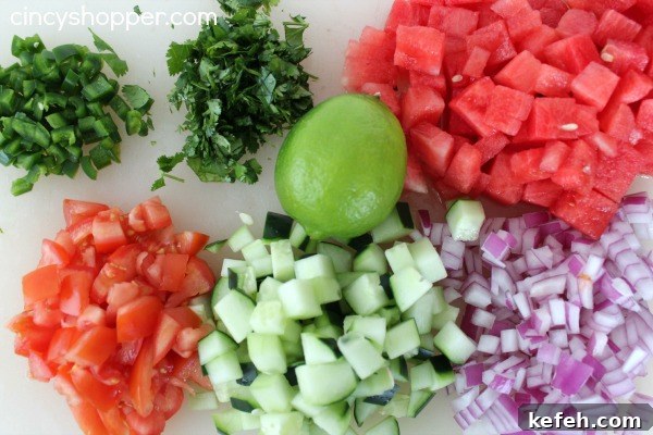Diced salsa ingredients 