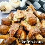 air fried mushrooms on a platter