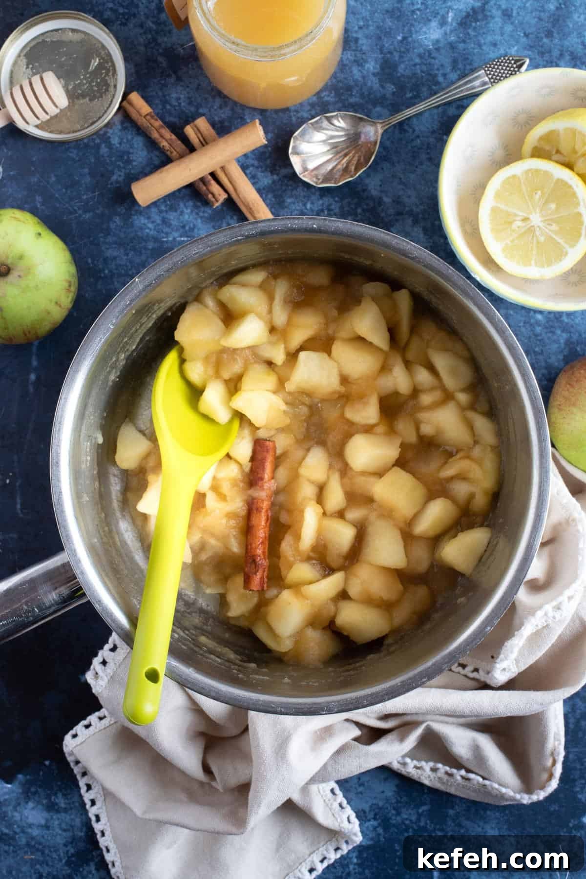 A pan of stewed apples.