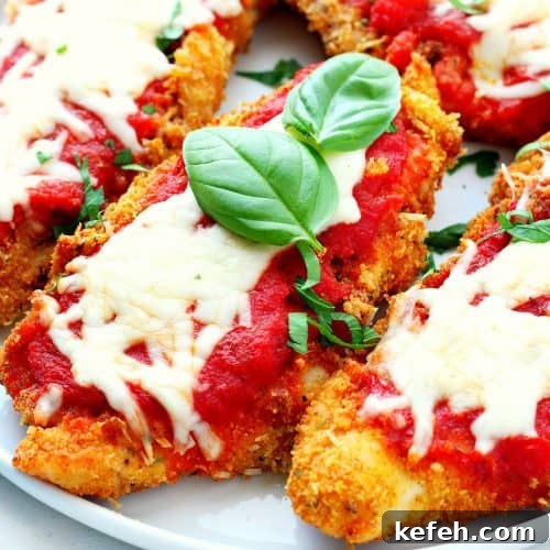 Chicken Parmesan on a plate.