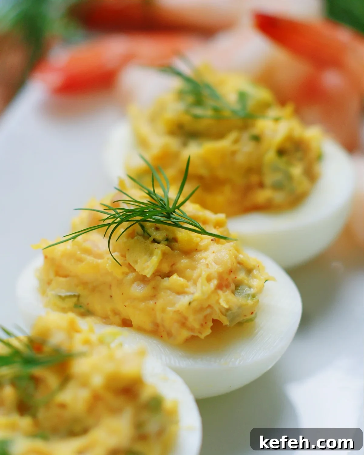 Shrimp & crab stuffed deviled eggs are perfect for Easter, Thanksgiving, Christmas, cookouts and parties.