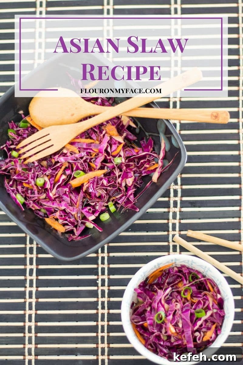 What’s in Season in February: Fresh Produce Guide 5 Asian Slaw recipe a perfect side dish for all your favorite Asian recipes via flouronmyface.com