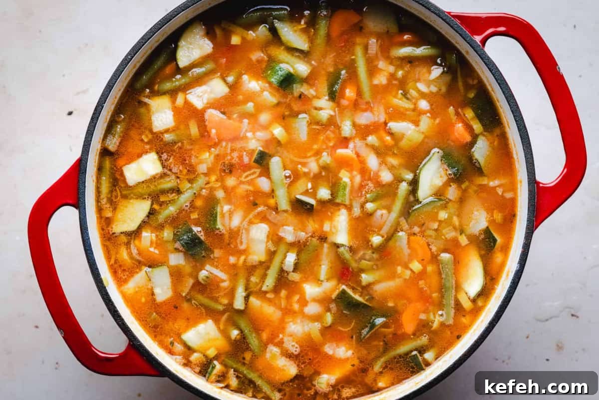 Classic French Pistou Soup Recipe: Provençal Vegetable Stew with Basil 13 Soupe au Pistou in a pot ready to serve.