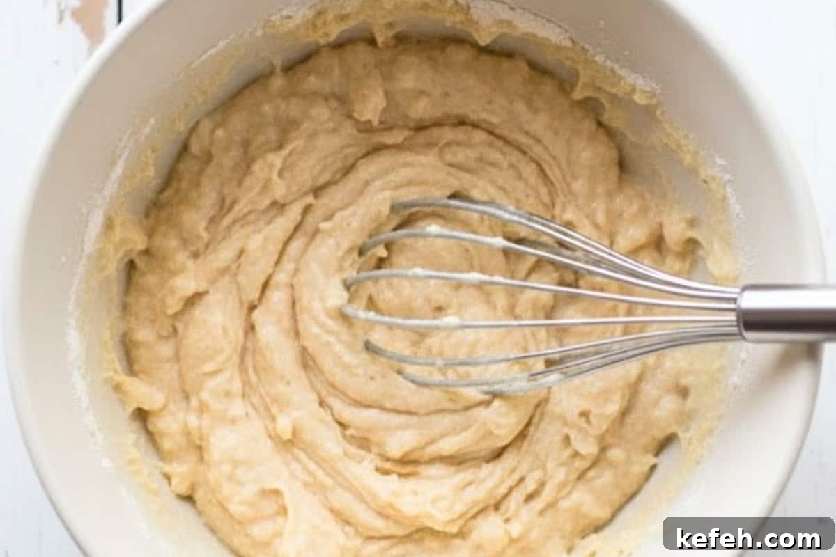 Gently mix the wet ingredients into the dry ingredients 