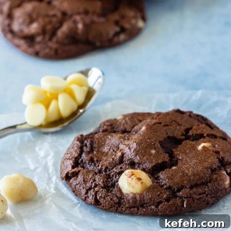 easy triple chocolate macadamia nut cookies