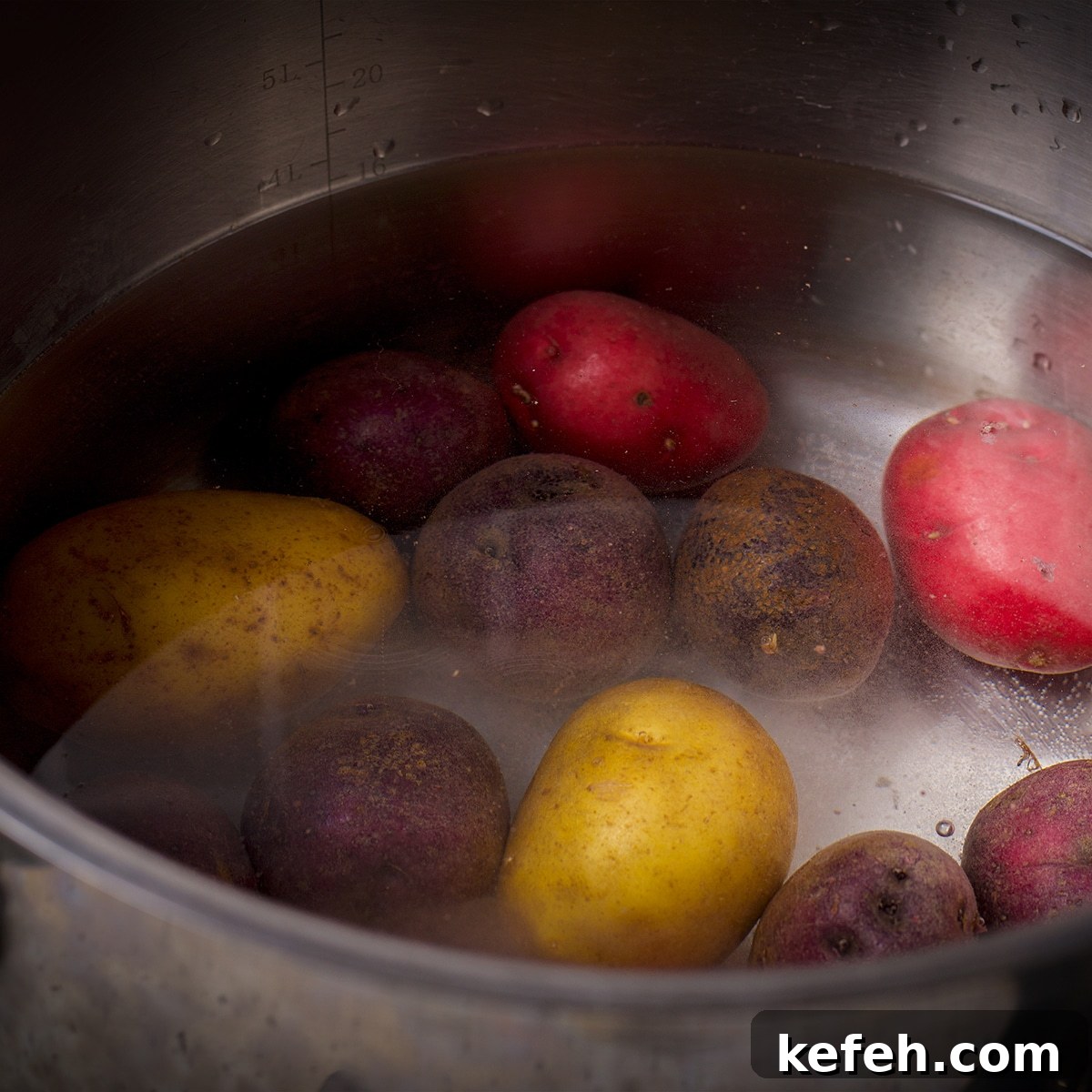 Corned Beef and Cabbage with Tangy Mustard Sauce (Instant Pot or Slow Cooker) 11 Small potatoes boiling in salt water.