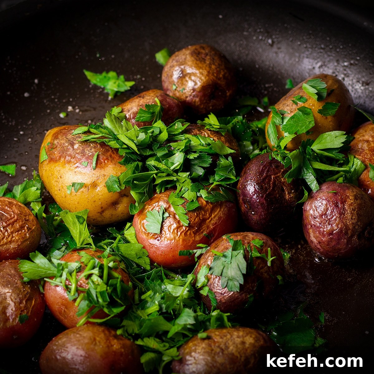 Corned Beef and Cabbage with Tangy Mustard Sauce (Instant Pot or Slow Cooker) 14 Sprinkling fresh parsley over potatoes while they cook in butter in a skillet.