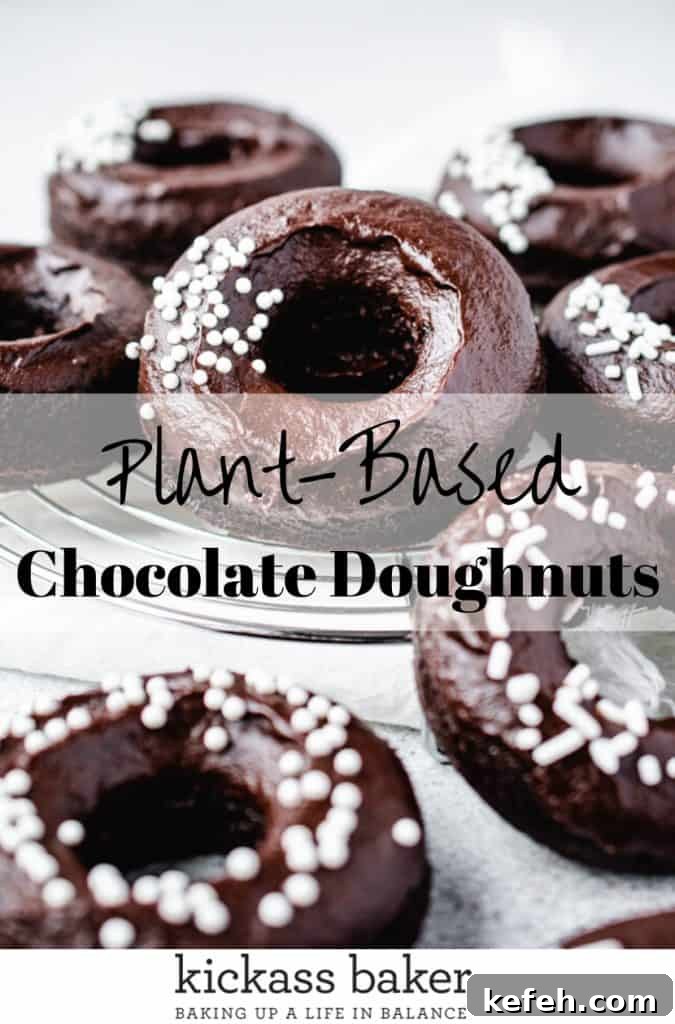 Vegan Baked Chocolate Fudge Doughnuts Recipe 14 pin for pinterest