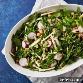 White, oblong bowl of Winter Salad.