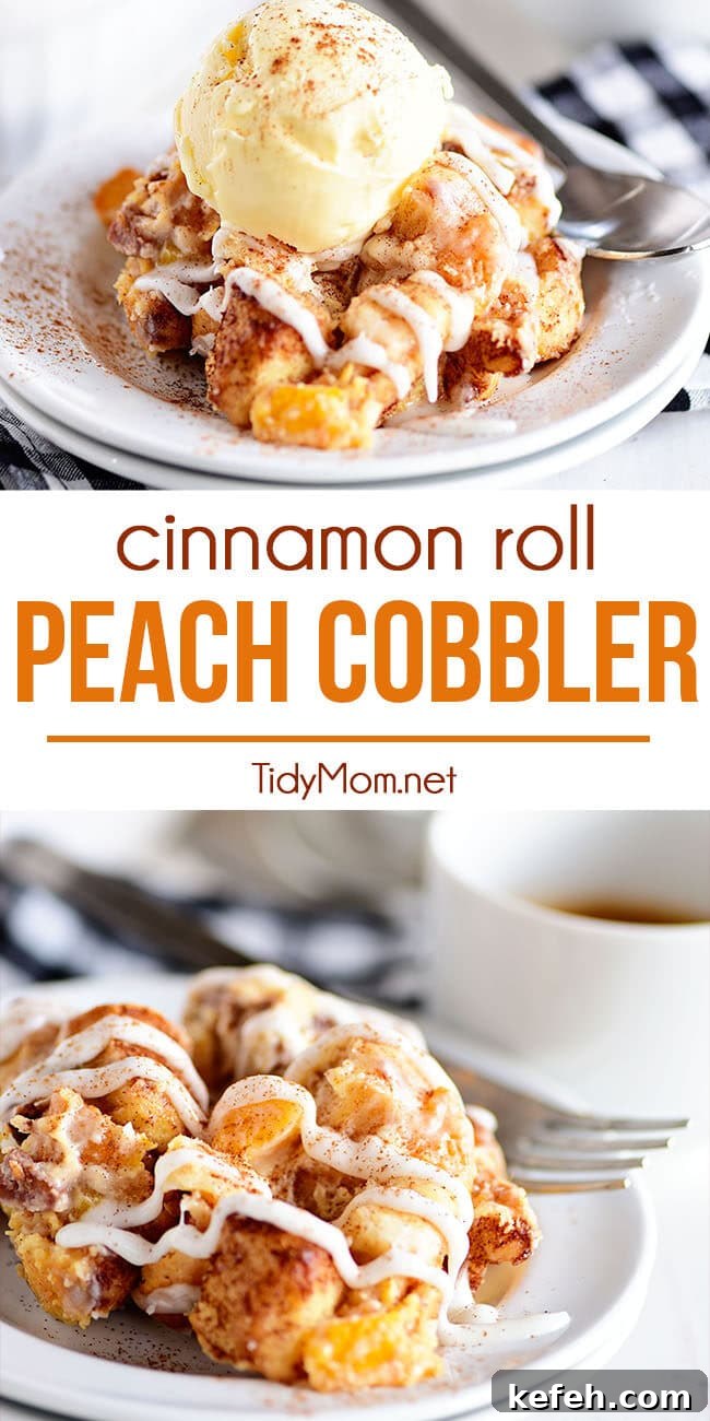 Cinnamon Roll Peach Cobble photo collage