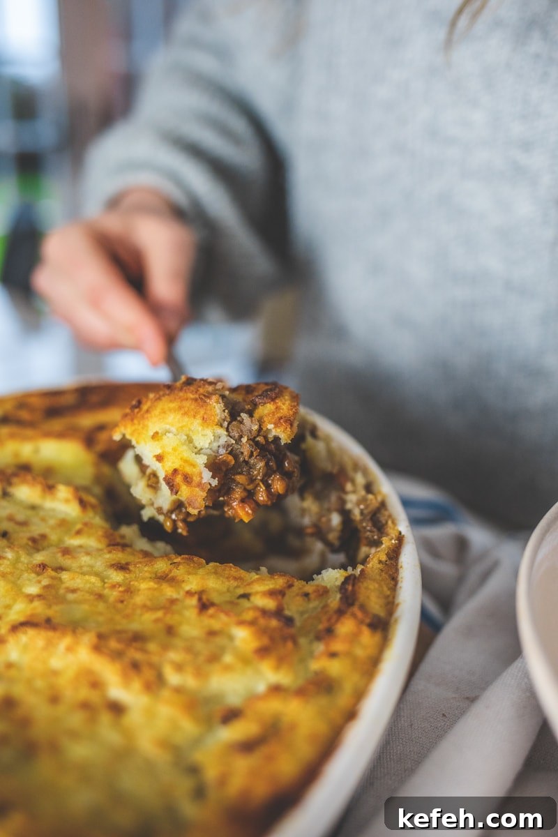 Ultimate Lentil Shepherd’s Pie Recipe for Hearty Weeknights 3 A spoonful of the Best Ever Lentil Shepherd's Pie - Georgie Eats