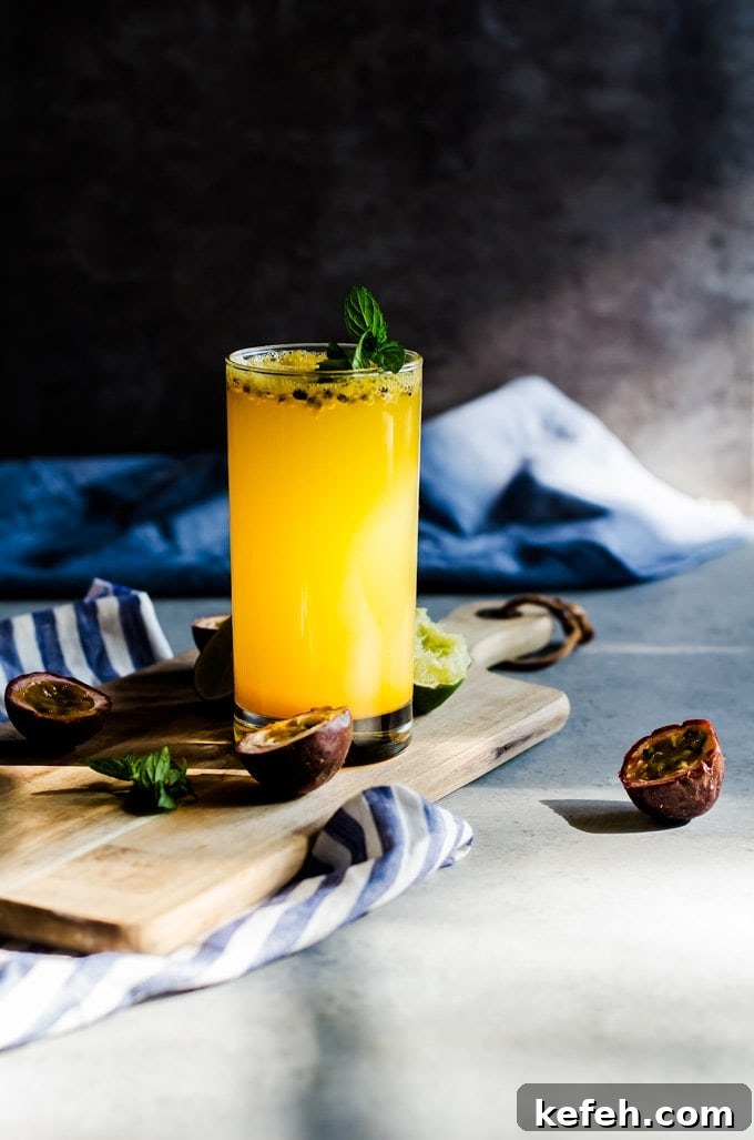 Passion Fruit Mojito Recipe: Refreshing Tropical Cocktail Guide 6 passion fruit mojito with glass on cutting board