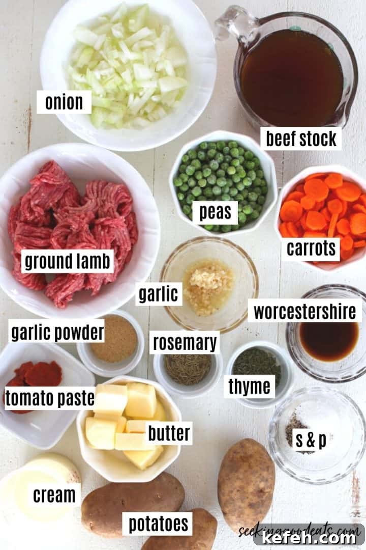 ingredients needed to make lamb mince shepherd's pie