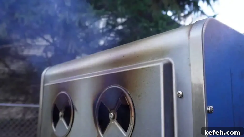 smoke billowing out the back vents