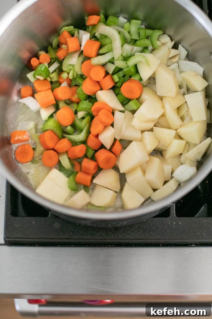 Creamy Split Pea Soup Recipe with Ham and Carrots 6 vegetables in a large pot