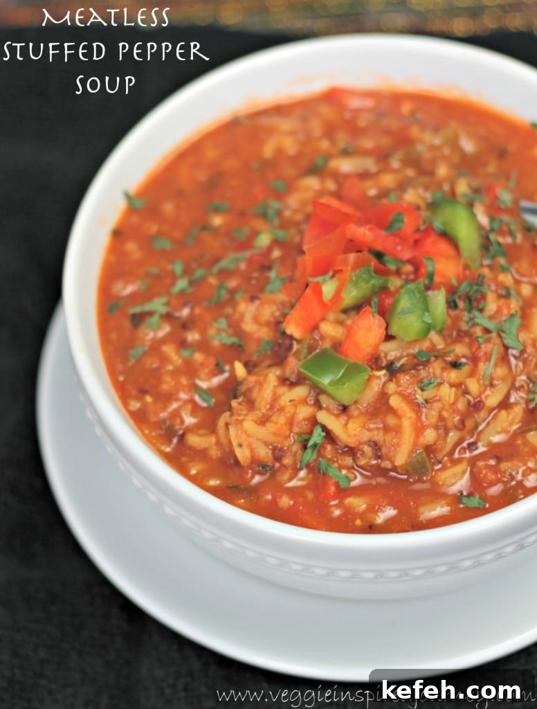 Meatless Stuffed Pepper Soup
