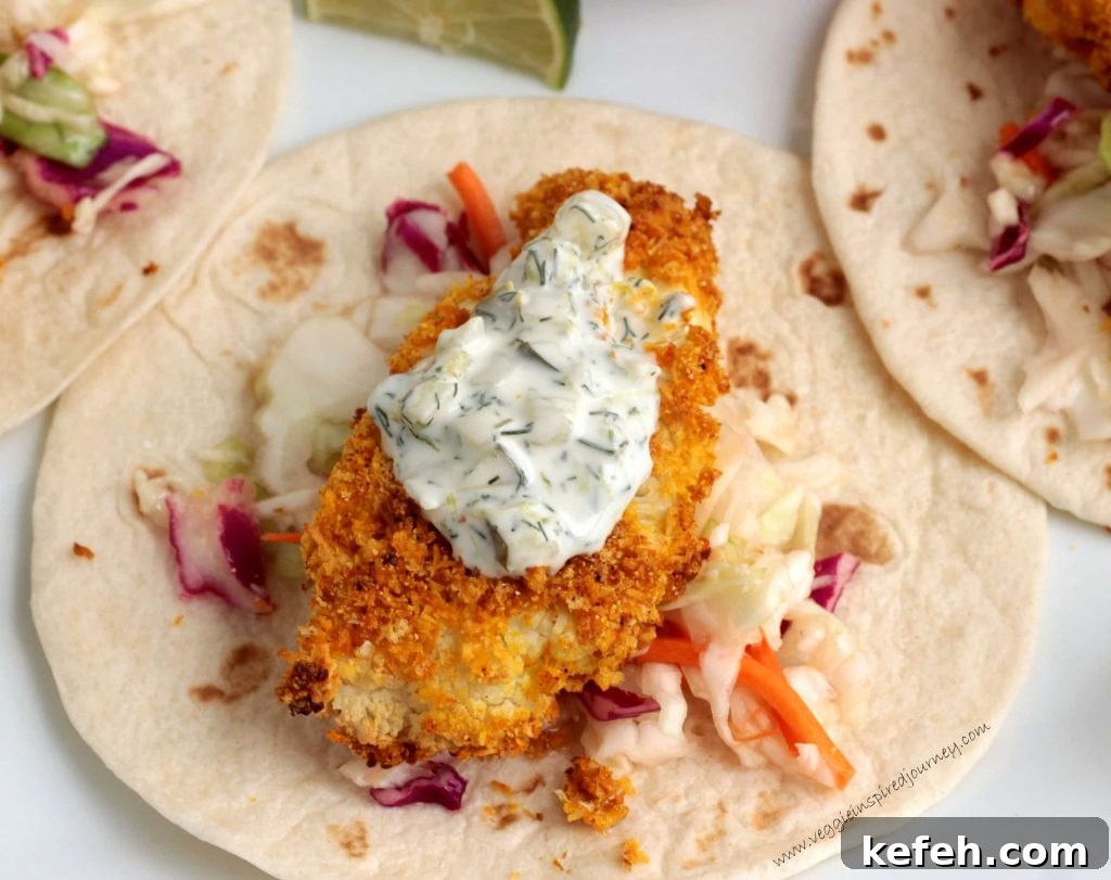 Crispy Coconut Lime Cauliflower Baked Tacos