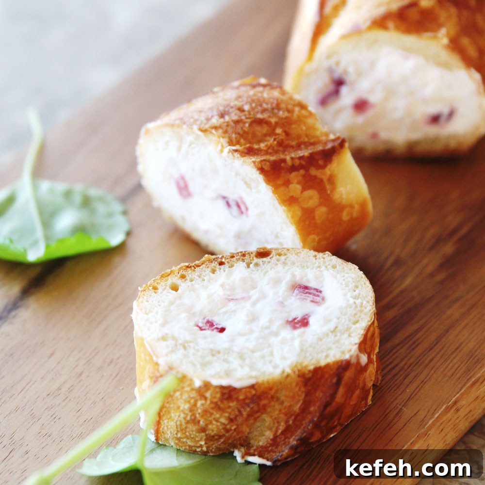 cauliflower cream cheese filled baguette