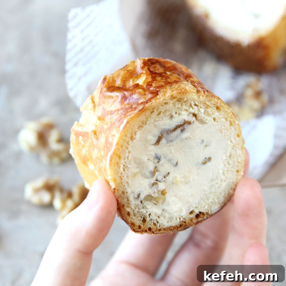 Walnut & Vegan Cream Cheese Stuffed Baguette Recipe