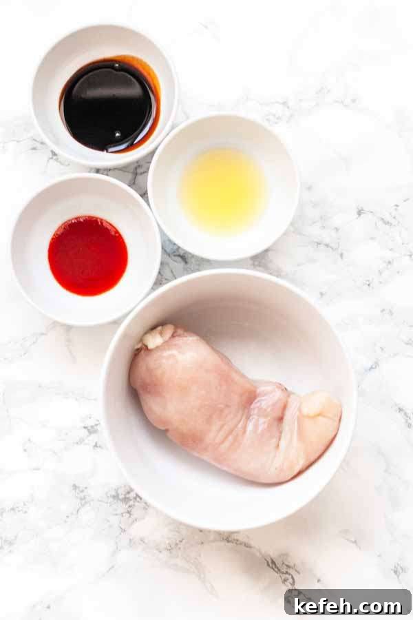Crispy Air Fryer Chicken Satay with Peanut Dipping Sauce 3 Ingredients for making chicken satay in an Air Fryer.