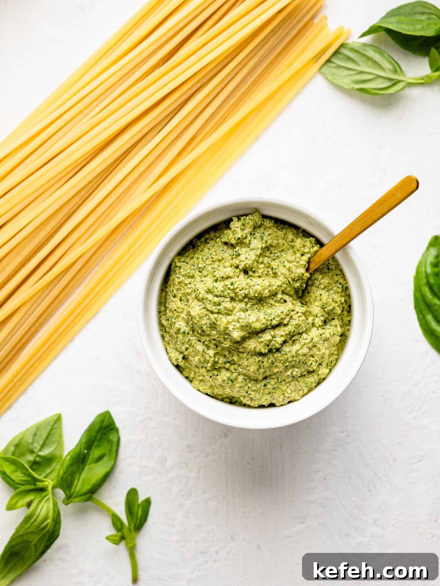 Sunflower Seed Basil Pesto Recipe — Nutritious Homemade Sauce 6 A bowl with sunflower seed pesto.