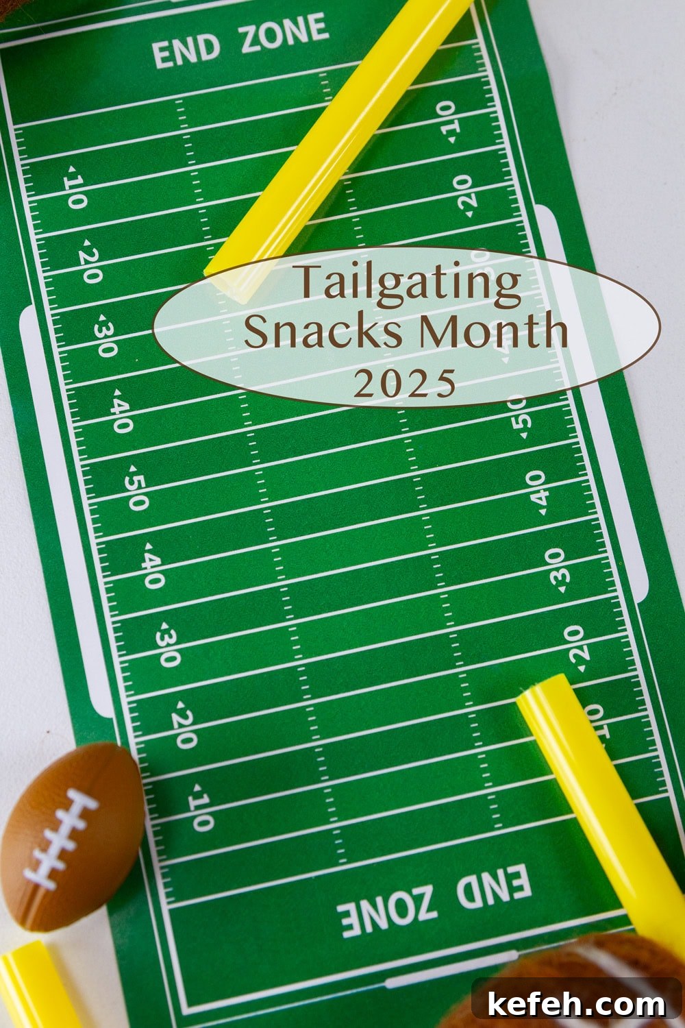 Loaded Stuffed Bagel Recipes: Creative Fillings and Toppings 3 a football field printed on paper with small footballs and goal posts.