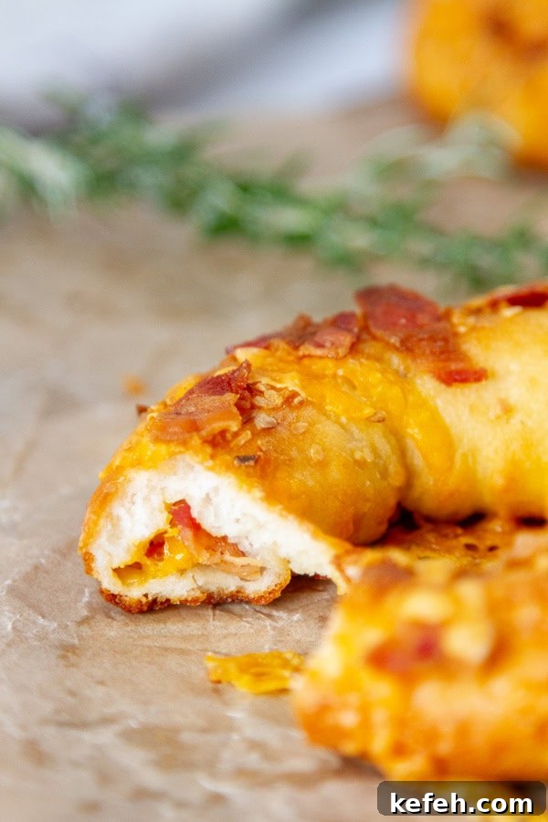 Loaded Stuffed Bagel Recipes: Creative Fillings and Toppings 10 a bagel cut open to see the bacon and cheese filling.
